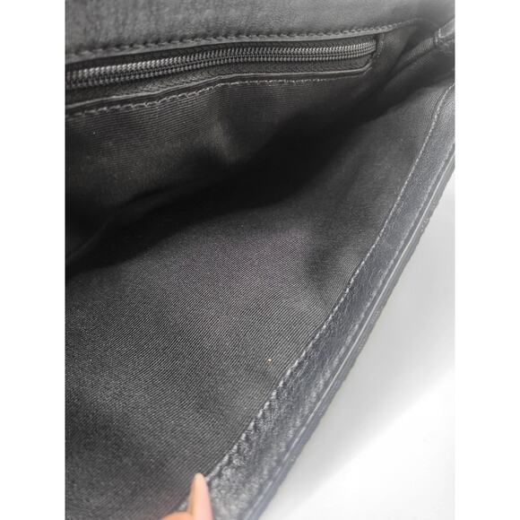 Vintage Coach Hampton Bag Logo Fabric Black Jacquard Monogram Silver Hardware - Picture 9 of 12